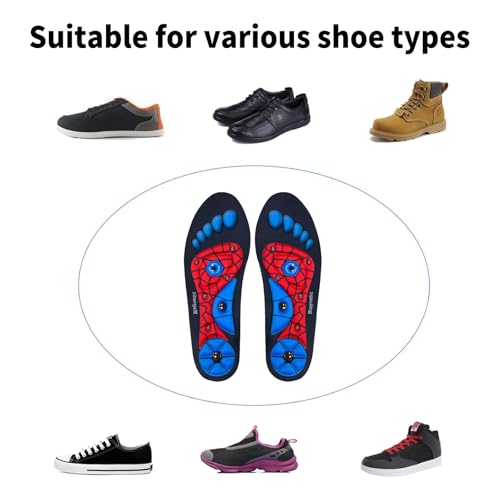 Einlagen Zum Abnehmen, Magnetische Einlegesohlen Original, Akupressur Einlegesohlen Erleichterung für Schmerzende Füße mit Magnetischen Akupressur-Einlagen Blau für Männer Und Frauen, M(40-43)