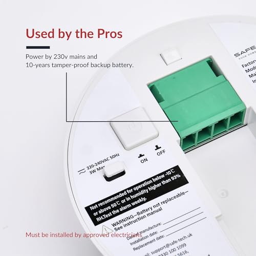 SAFE TECH Mains Powered Radio Interlink 3 In 1 Multi Sensor Smoke Alarm, Dual Interlink 230v Smoke Heat Carbon Monoxide 3 in 1 Alarm with 10 Year Battery, Hardwired Interlinked Smoke Alarm BS 5839‑6 - Image 5