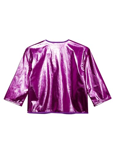 YEAHDOR Kids Girls Shiny Metallic Cardigan Cheerleading Dance Performance Shrug Tops Open Front Outerwear2