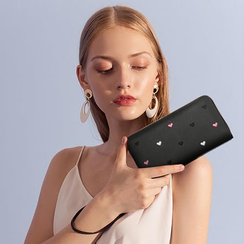 Women's Wallets, PU Leather Ladies Wallet Wristlet Wallets for Women with Detachable Handle, Multi Slots Travel Wallet Womens Wallet for Shopping, Dating, Travel (black)4