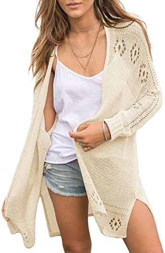 Misassy Womens Open Front Knit Sheer Cardigans Summer Boho Lightw...