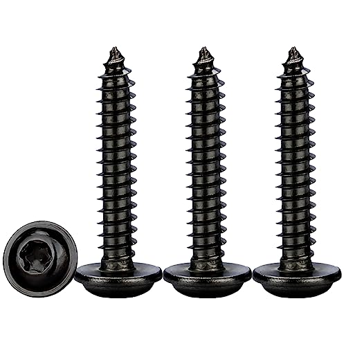 Drenky M5x20mm Holzschrauben Torx,50 Stück Blechschrauben Selbstschneidend Edelstahl Rostfrei A2 V2A Schwarz Tellerkopfschrauben Vollgewinde