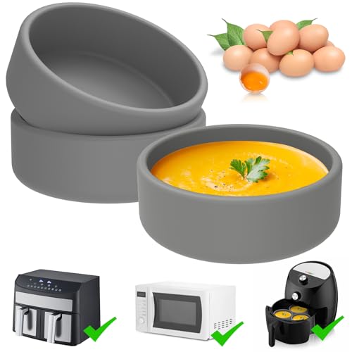 3PCS Silicone Air Fryer Egg Mold, Reusable Egg Bite Maker, Nonstick Microwave Egg Poacher Pan, Dishwasher Safe Egg Boiler Mold Cup, Poached Egg Cups Egg Cooker Accessories for Baking, 4×1.3inch