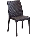  MilaniHome.it - Sedia Da Giardino Impilabile In Wicker Stampato Marrone Da Esterno Giardino Terrazzo Portico Locale Bar