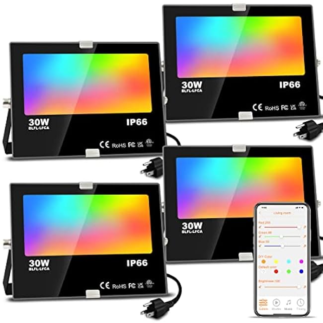 MELPO LED Flood Light Outdoor 300W Equivalent Smart RGB Landscape Lighting 5700K Daylight White