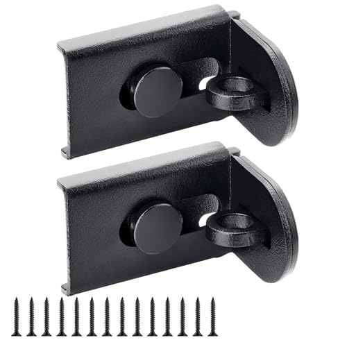 GEMASP Sliding Door Lock, 90 Degree Door Hasp Latch Lock, Stainless Steel Security Right Angle Padlock with Screws for Push/Sliding/Barn Doors (2PC, Black)