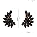 Luxury Fashion Gold Color Crystal Clip on Earrings Without Piecing for Women Party Wedding Anti-Allergy Earrirngs (Black)