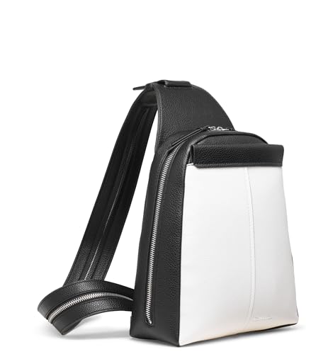 Image of Calvin Klein Women's Myra Backpack for Women - Vegan Leather Convertible Sling Backpack, 2 Pockets, Cherub White /Black, One Size