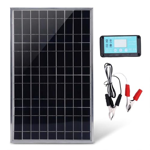 Denash Solar Panel Controller Kit,100W 12V Solar Panel with 12V 10-50A Charger Controller,23% High Efficiency Solar Battery Trickle Charger Maintainer for RV Car Boat
