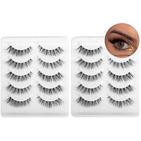 Eyelashes Lashes False Eyelashes Natural Eyelashes Wispy Lashes Mink Lashes False Eyelashes Natural 10 Pairs Frihappy Lashes DW4-Wispy Cover