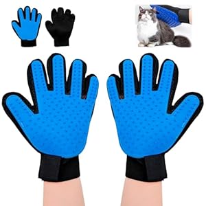 LPEPLL Pet Dog Cat Grooming Handschoen, Zachte Siliconen Deshedding Mitt voor Katten en Honden, Zachte Haarverwijderaar Handborstel voor Lange en Korte Bont, Lichtblauw Huisdier Grooming Tool