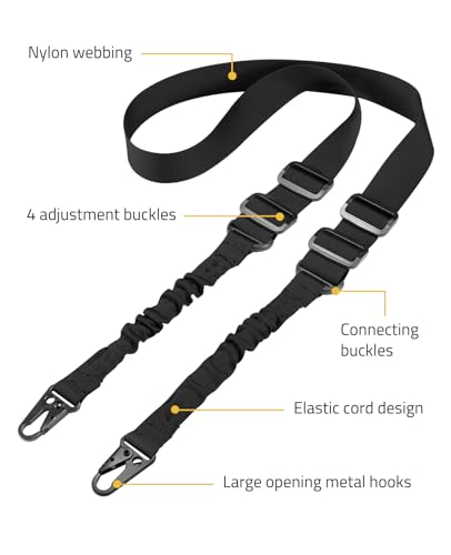 CVLIFE Two Points Sling with Length Adjuster Traditional Sling with Metal Hook for Outdoors Black - image 2