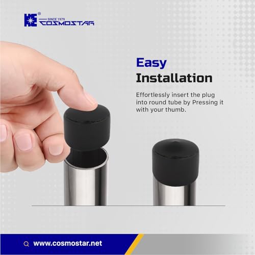 Cosmostar 1.25\" Inch (31.75 mm) Round Rubber Hole Plugs - Durable Black End Caps for Metal Tubing, Fences, Chair & Furniture Legs | Easy Glide Protection & Secure - Thumbnail 6