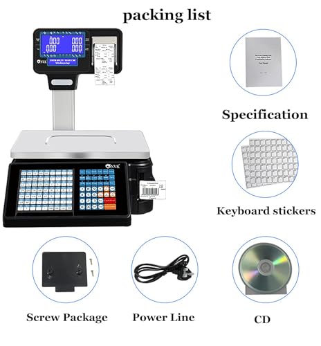 Báscula comercial digital con impresora, 30kg miniatura 3