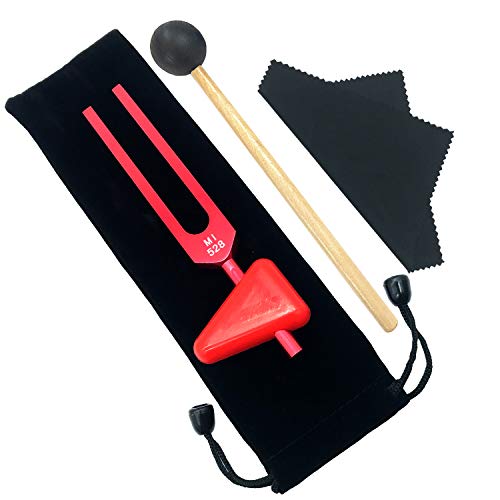 528 Hz Tuning Fork Set MI528 Hz Chakra Tuning Fork for Taping Knee Joints DNA Repair Healing Tuning Forks Sound Healing Fork (528Hz, Wine Red Color)
