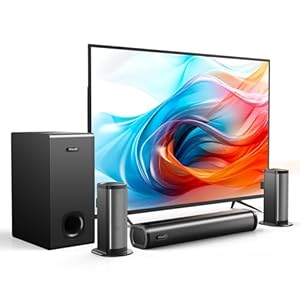 4.1 Dolby Audio Sound Bar for Smart TV, Surround Sound System for TV, Home Theater Sound Bar with Subwoofer, 2 Surround Speakers, Sound bar for 4K & Smart TV, Deep Adjustable Bass, HDMI ARC Soundbar