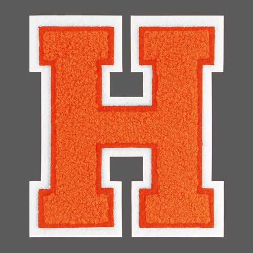 Image of FANCIBAND 4.5 Inch Chenille Varsity Letter Patches Orange Iron On Letters