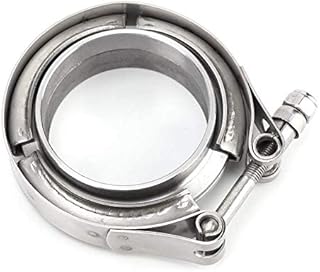 Exhaust Clamp Kit, 2.25 Inch Turbo Exhaust Down Pipe Stainless Steel V-Band Clamp 2pcs Flange Kit