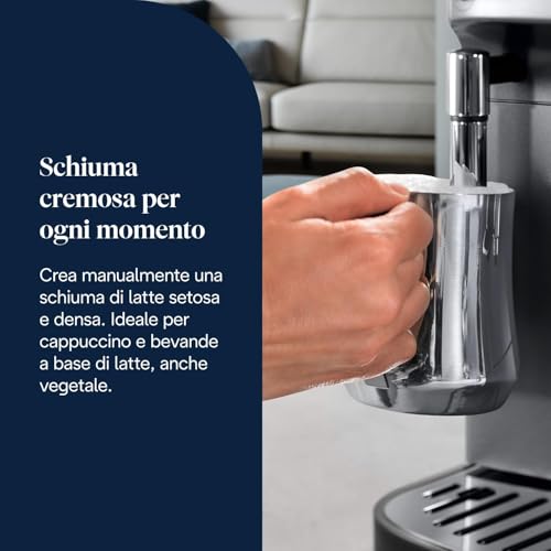 De'Longhi Magnifica Evo, Machine à Café et Cappucino avec Broyeur à Grains, ECAM292.33.SB, Argent [Exclusif Amazon]