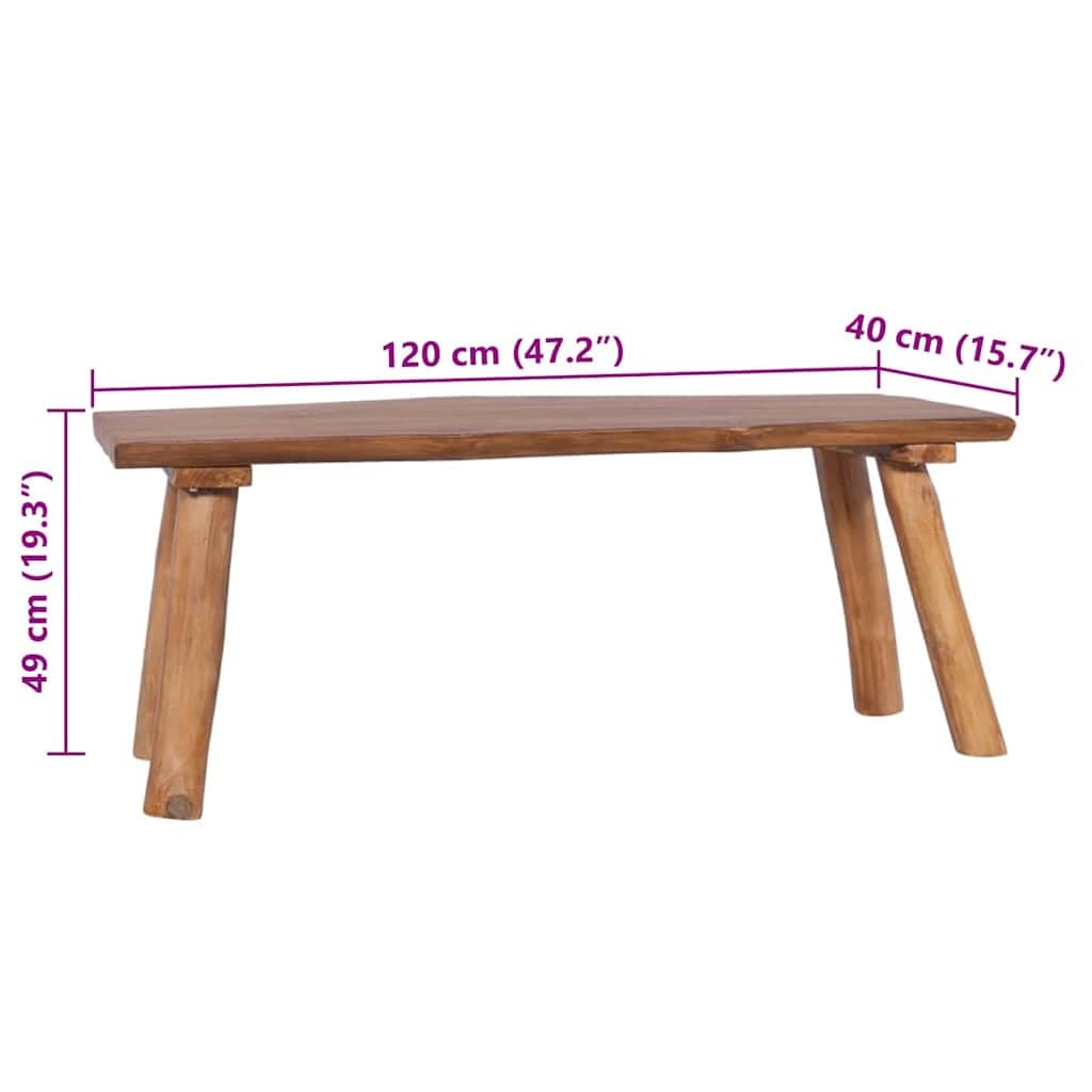 Ławka ogrodowa 120 cm, lite drewno tekowe, z lazurą olejową, do korytarza, salonu, na taras, do użytku wewnątrz i na zewnątrz, ławka do siedzenia o stabilnej konstrukcji i wszechstronnym
