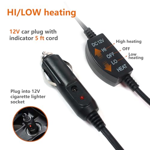 Image of 12-Volt Electric Heated Car Blanket,Portable Heated Blanket with 2 Level,Electric Blanket for Car,Truck,SUV (Black)