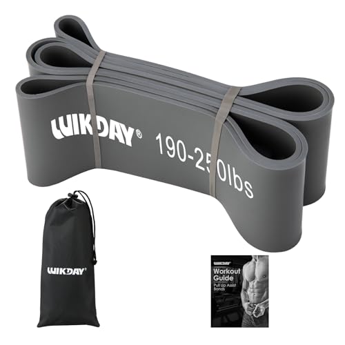 WIKDAY Resistance Bands for Working Out, Exercise Bands, Workout Bands, Pull Up Assistance Bands for Body Stretching Training Physical Therapy Muscle Training for Men & Women Gray (190-250 lbs)