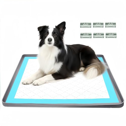 Umcnoi Silicone Pee Pad Holder for Dogs – 27x27 No Spill Dog Pad Tray with Raised Edges, Leak-Proof Puppy Pad Holder for Training Pads, Portable Potty Tray for Floor Protection
