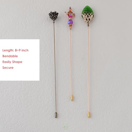 Image of Alilang 3Pcs Vintage Style Classic Long Handle Hat and Lapel Pins with Flexible Bendable Design on Hats, Scarves, and Suits