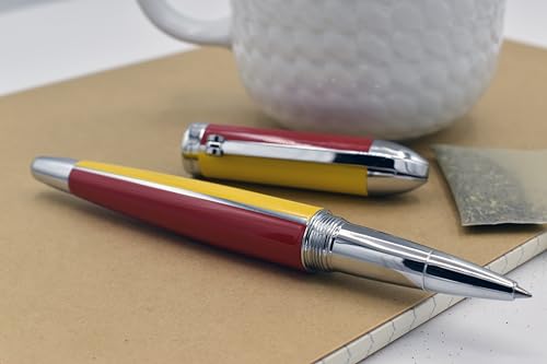 Xezo Stylo roller Visionary en laiton et aluminium, pointe fine. Laqué à la main en or blanc et rouge. Numéroté en édition limitée de 500. Disposition classique de couleurs Art Déco, rétrofuturiste – vue 3