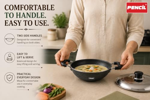 Image of Pencil Signature Non-Stick Appachatti /Appachetty with Steel Lid | Versatile Cookware for Perfectly Crafted Delights | Gas Top Compatible