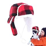 Wintermütze für Hunde | Karierte Mütze mit Fleecefutter | Wintermützen für kleine Hunde – für kleine mittelgroße und große Kaltwettere, Reisen, Weihnachten, Fotoshooting, Camping