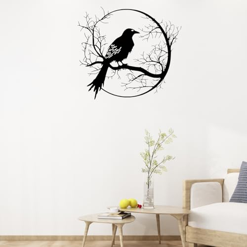Wanddeko Wohnzimmer Schlafzimmer Wanddeko,Deko Schlafzimmer Aesthetic Vögel Und Zweige Wanddeko Modern,Wanddeko Schlafzimmer Schwarz Wanddeko Metall für Indoor Küche Korridor,30x26cm