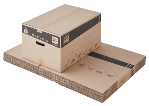 Lot de cartons de déménagement 72L - 60x40x30cm - Made in France - 70% FSC certifé - Charge max 20KG - Pack & Move (20)