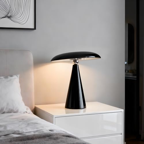 Ligrel Mushroom Lamp Mid Century Modern Table Lamp, LED Cordless Rechargeable Bedside Light...
