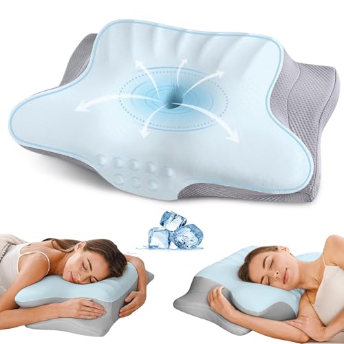 Cervical Neck Pillow for Pain Relief - Ergonomic Memory Foam Pillows for Sleeping, Cooling Side Sleeper Pillow for Neck Support, Contour Orthopedic Bed Pillow for Sleepers