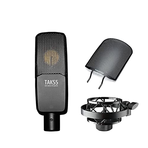 Microphone TAK55 avec filtre anti-pop et suspension robuste pour capsule stable