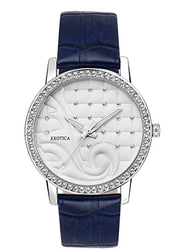 Exotica Fashions Ladies Watch with Water Resistance PNP case with Diamond Studed on Dial and Blue Leather Band (B01LCUJJGM) Amazon Price History, Amazon Price Tracker