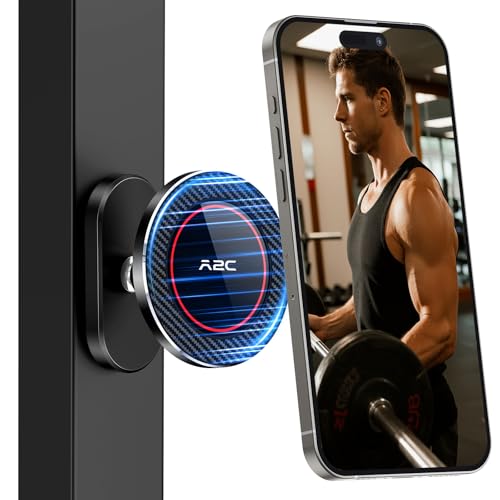 A2C All-Metal Gym Magnetic Phone Holder, High-End Workout Gift for Men Women [Strongest Dual Magnet] Attach to Iron Metal Portable Integrated Gym Phone Mount for iPhone 17 16 15 14 13 12 Series(Black)