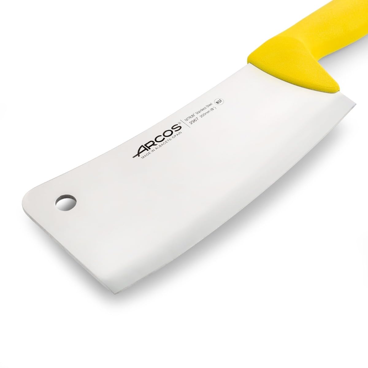 Arcos Coltello da Macellaio Cleaver in Acciaio Inossidabile 23 cm – Manico in Polipropilene, Sistema di Identificazione Colore, Resistente e Igienico – Giallo, Serie 2900