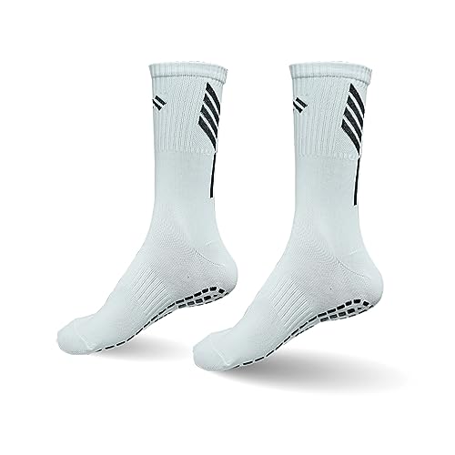 Image of Mizaki Anti-Slip Football Socks and Leg sleeve Combo Pack for Men & Women - Football Grip Stockings with Rubber Pad Grip Technology with UV Protection Leg sleeve
