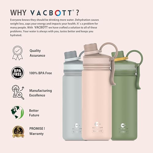 Image of Clay Craft VACBOTT Zing Double Walled 18 Hours Hot and 24 Cold Vacuum Insulated Water Bottle, 780ML Steel Bottles for Travelling|BPA-Free|BIS Certified|1Year Limited Warranty