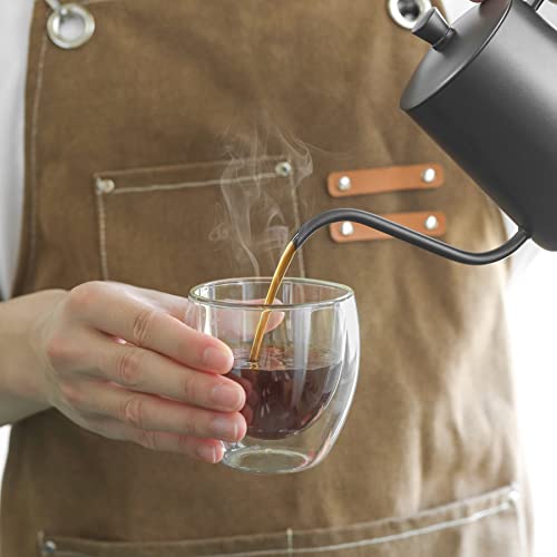 Comsaf 12 Oz/8 Oz Glass Coffee Mugs Set Of 4, Double Walled Glass Cups For Cafe Latte Milk Juice Clear Glass Tea Cup Set Glassware Gift For Christmas Birthday #TOP3