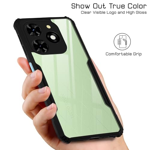 Image of Jkobi Back Cover Case for Tecno Spark 20C (Shockproof with Polycarbonate Clear Panel | Professional Black)