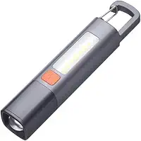 Lanterna LED Portátil Compacta Recarregável USB Com Led Duplo Gancho para Pendurar Iluminação Potente para Pesca Trilha Camping Caminhada
