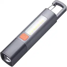 Lanterna LED Portátil Compacta Recarregável USB Com Led Duplo Gancho para Pendurar Iluminação Potente para Pesca Trilha Camping Caminhada