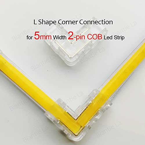 Masterwon L Shape 2-Pin COB LED Light Strip Connectors 5mm Width Right Angle Corner Gapless Unwired Clips Solderless Adapter Terminal Extension Connection for 12v Single Colour COB LED Strip Lights - Image 2