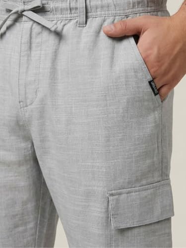Image of Urbano Plus Men's Straight Fit Linen Cargo Pants with 6 Pockets