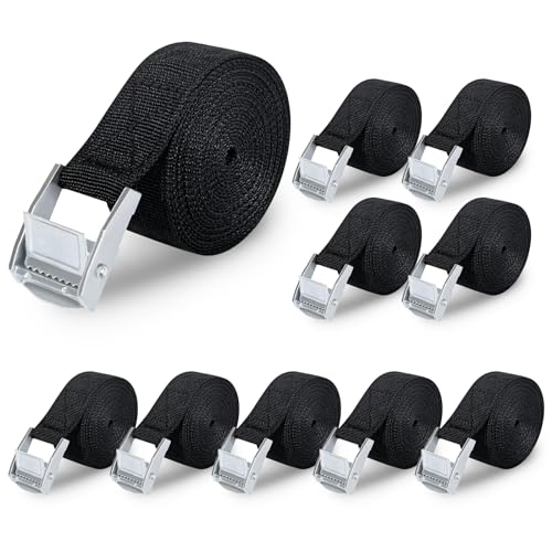 Qobobo Spanngurte Kurz 10 Stück Spanngurt Schwarz Zurrgurt 50cm Spanngurte...
