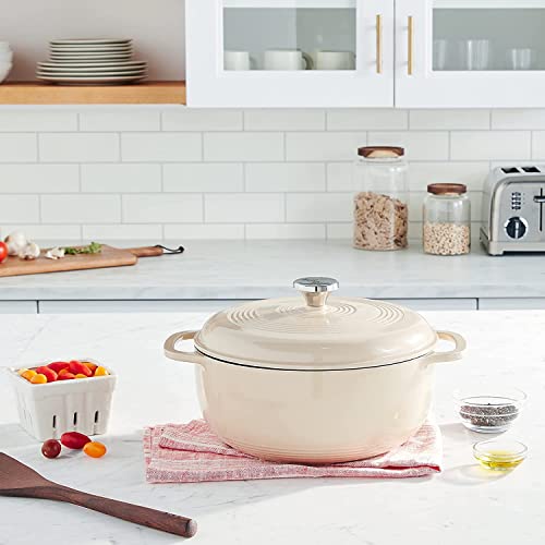 Image of Lodge 3 Quart Enameled Cast Iron Dutch Oven with Lid - Dual Handles - Oven Safe up to 500 F or on Stovetop - Use to Marinate, Cook, Bake, Refrigerate and Serve - Sandalwood