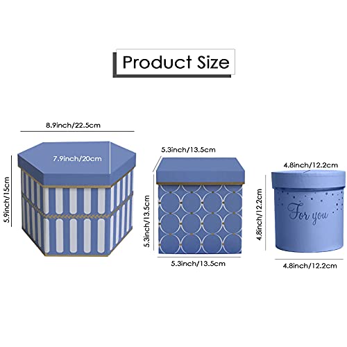 Kekafu YC-FBA-281E 3 Pcs Premium Quality Round And Square Flower Box,Valentine'S Day Wedding Flower Box Birthday Gift Box thumb #1